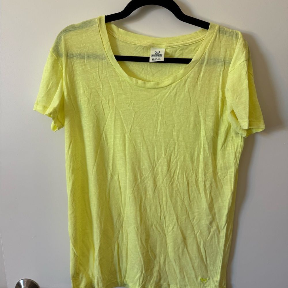 Victoria's Secret Y2K Neon Yellow Short Sleeve Boxy Cut Tee
